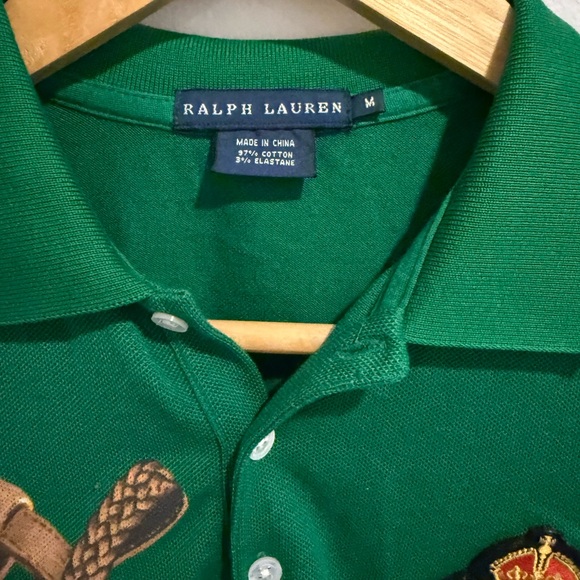 Vintage Style Ralph Lauren Polo Stirrup Rugby Horse Green, Size Medium - Picture 6 of 10